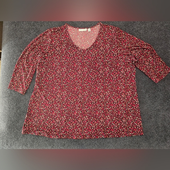 Susan Graver Blouse Top 2x  Abstract V Neck Stretch Long Sleeve - Picture 4 of 9